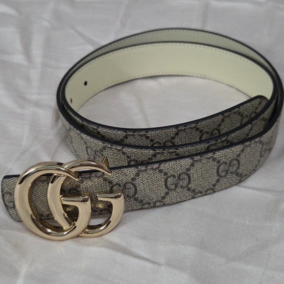 Skinny Gucci Reversible Monogram Belt Gold GG Buckle 90cm main image 11